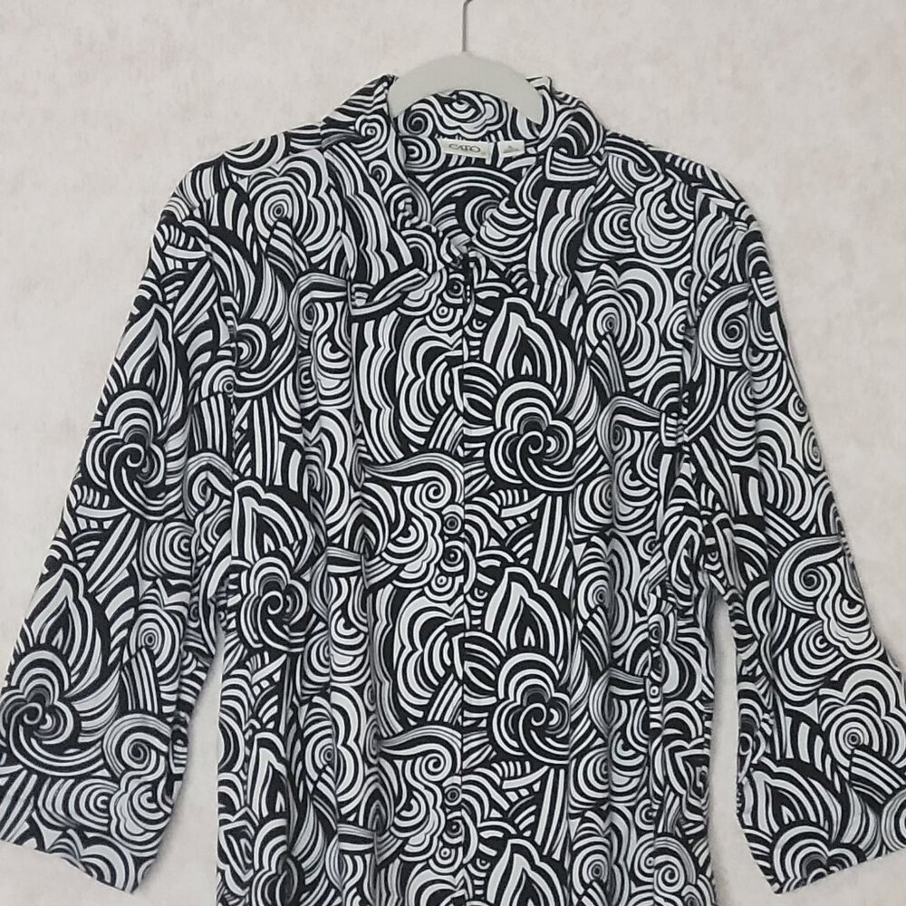 Black & White Zip Shirt Jacket Cato Womens Size XL